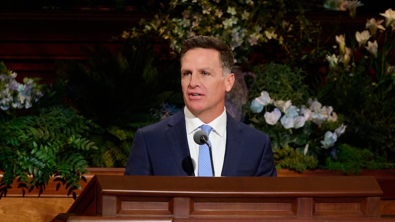 Elder Brian J. Holmes, General Authority Seventy, speaks during the Saturday afternoon session of the 196th Annual General Conference of The Church of Jesus Christ of Latter-day Saints in the Conference Center in Salt Lake City on April 4, 2026.