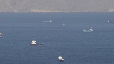 Ships and tankers in the Strait of Hormuz off the coast of Musandam, Oman. (REUTERS)