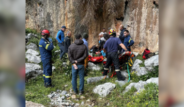 A cliff line in Kalymnos, the scene of a deadly sport climbing fall Greece