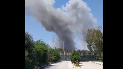 Visuals showing smoke coming out of a site that was attacked by the US on Kharg Island.