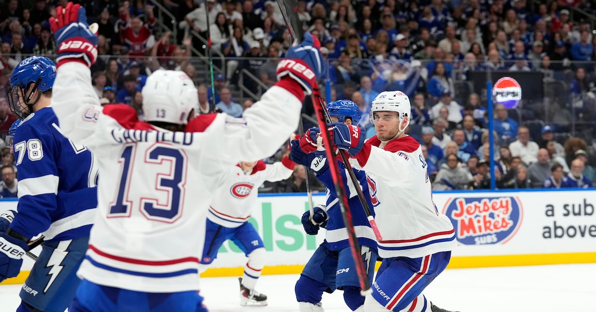 Canadiens v. Lightning: Slafkovsky nets hat trick in thrilling OT game one winner - CTV News