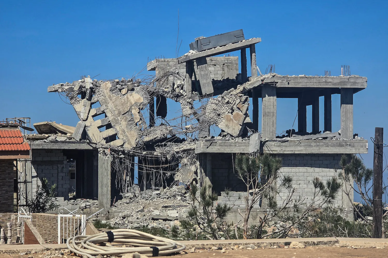 The remains of a home under construction is destroyed by the Israeli army in southern Lebanon.