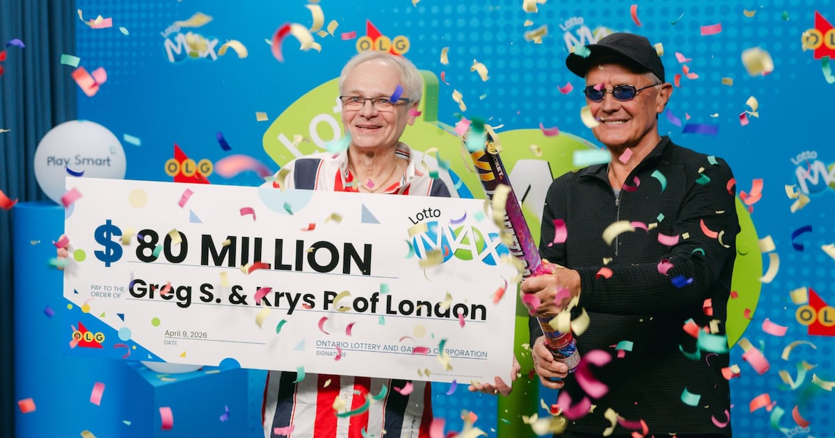 $80M Lotto Max ticket sold in London, Ont., claimed by two friends - CTV News