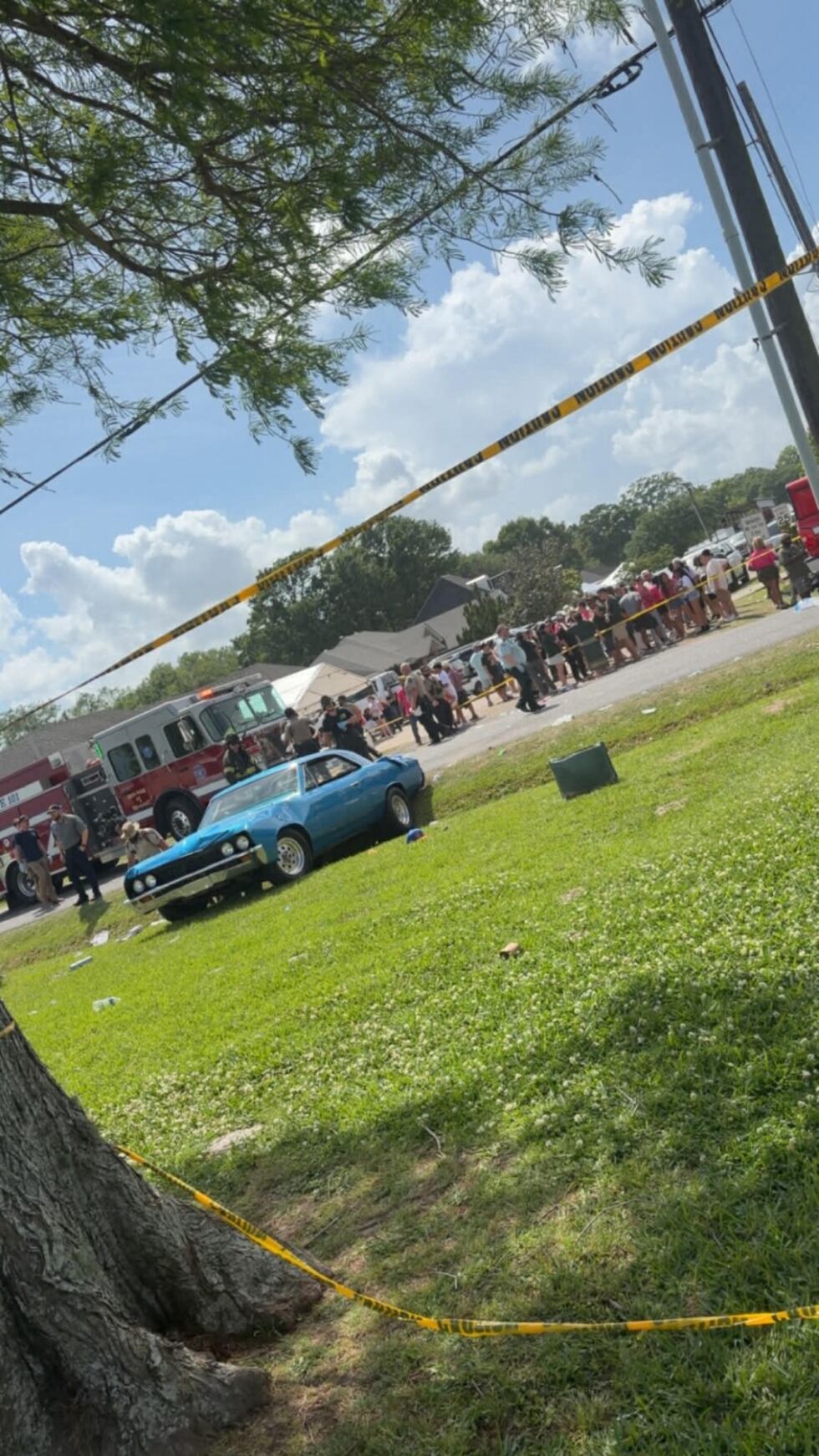 The car stopped in the ditch is said to be the vehicle that was driven into the crowd.