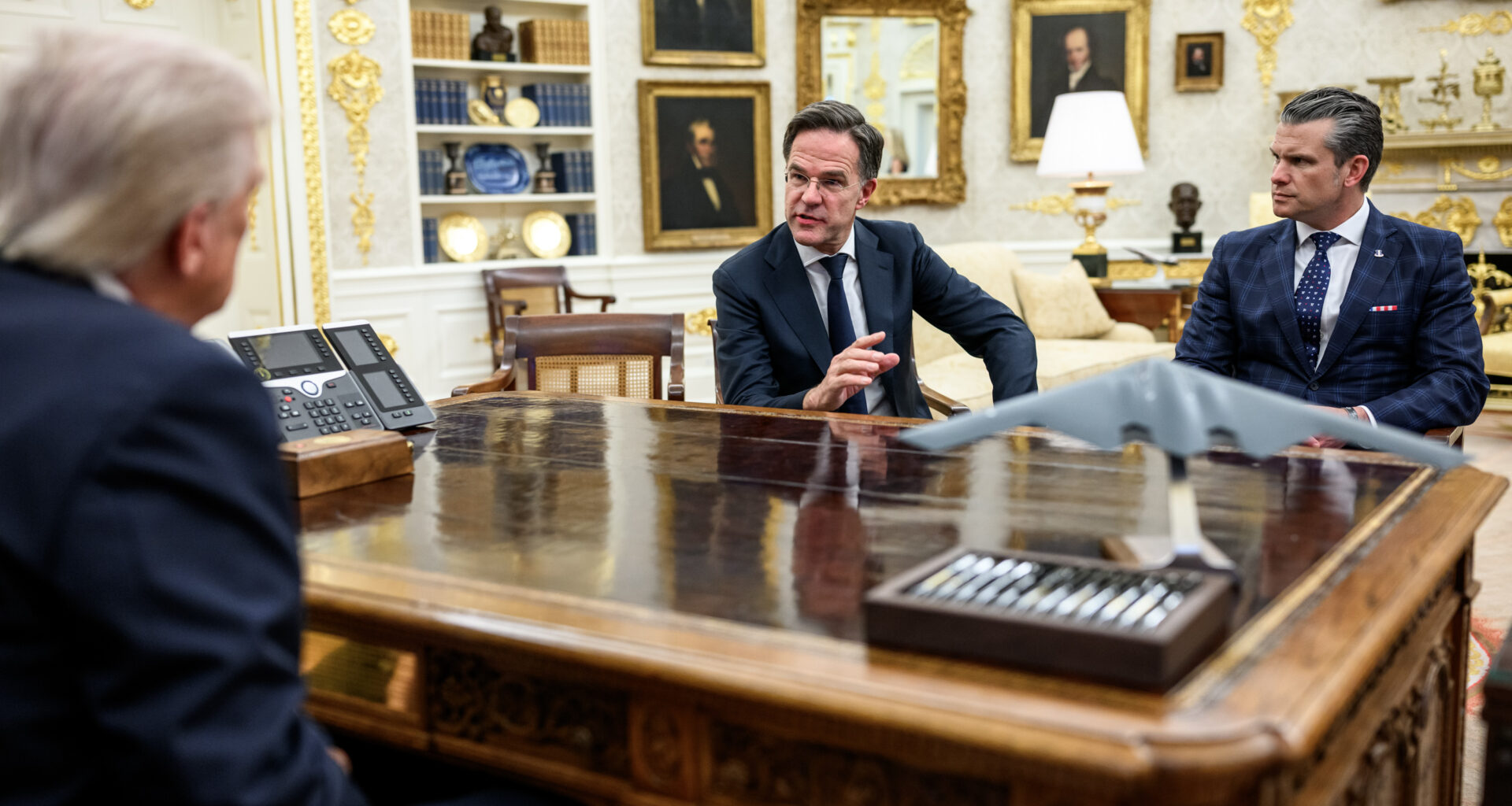 Donald Trump, Mark Rutte, Marco Rubio, and Secretary of War Pete Hegseth