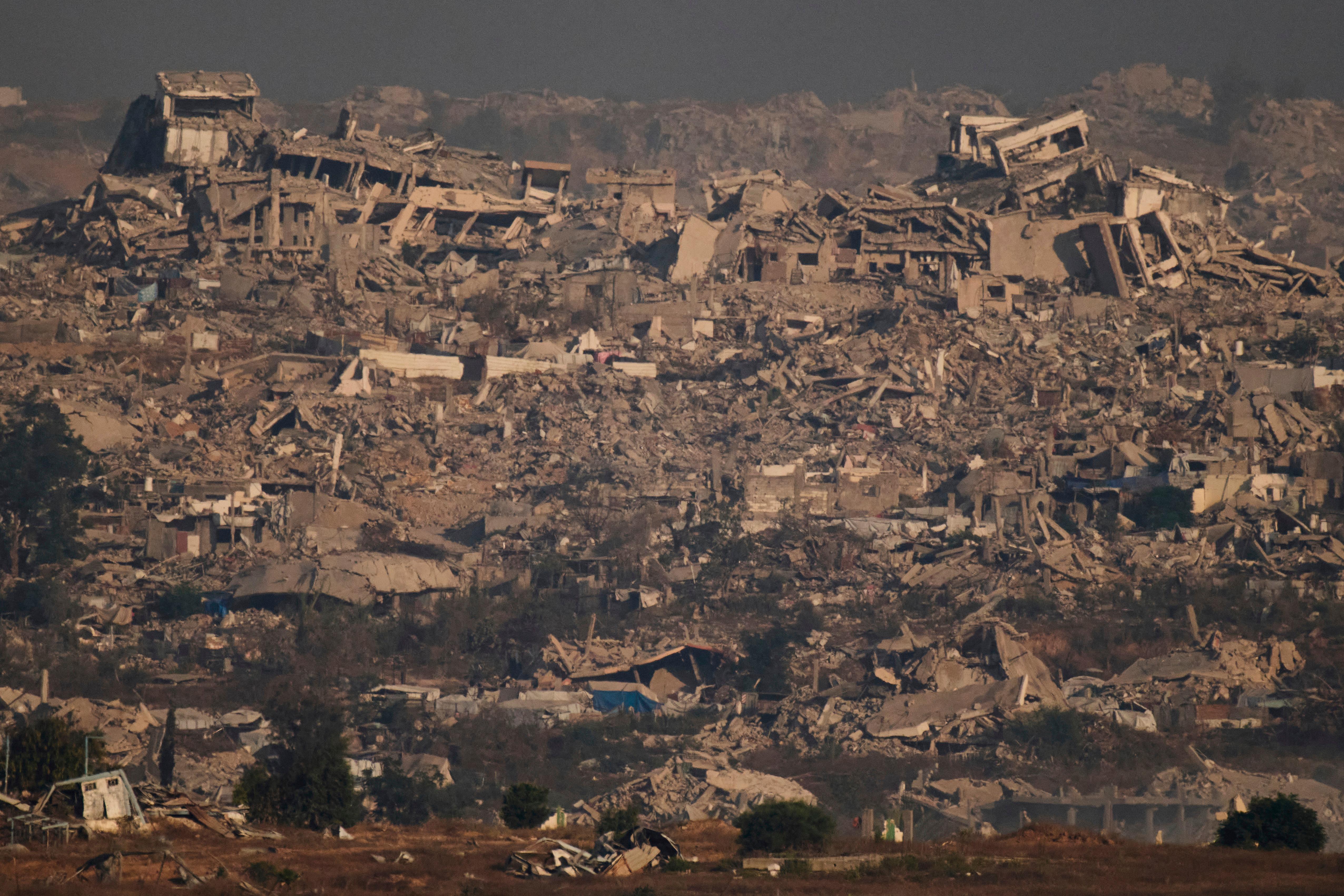 Buildings that were destroyed during the Israeli ground and air operations in the Gaza Strip.