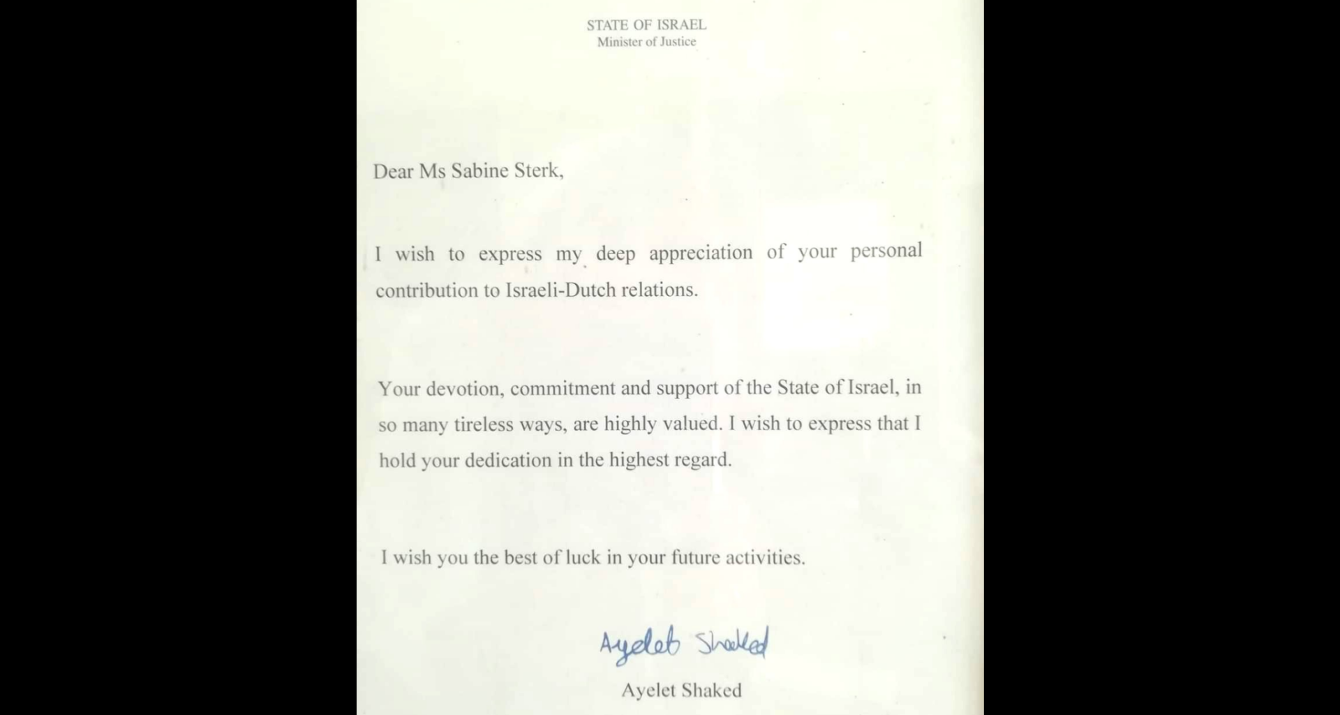 The Blogs: Recognition Fuels Israel Advocacy | Sabine Sterk
