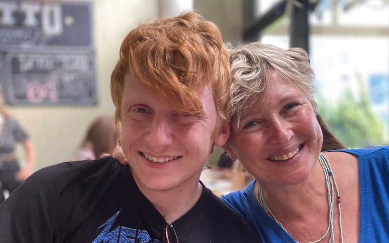 Yotam Haim, left, and his mother, Iris Haim, in an undated photo. (Courtesy)