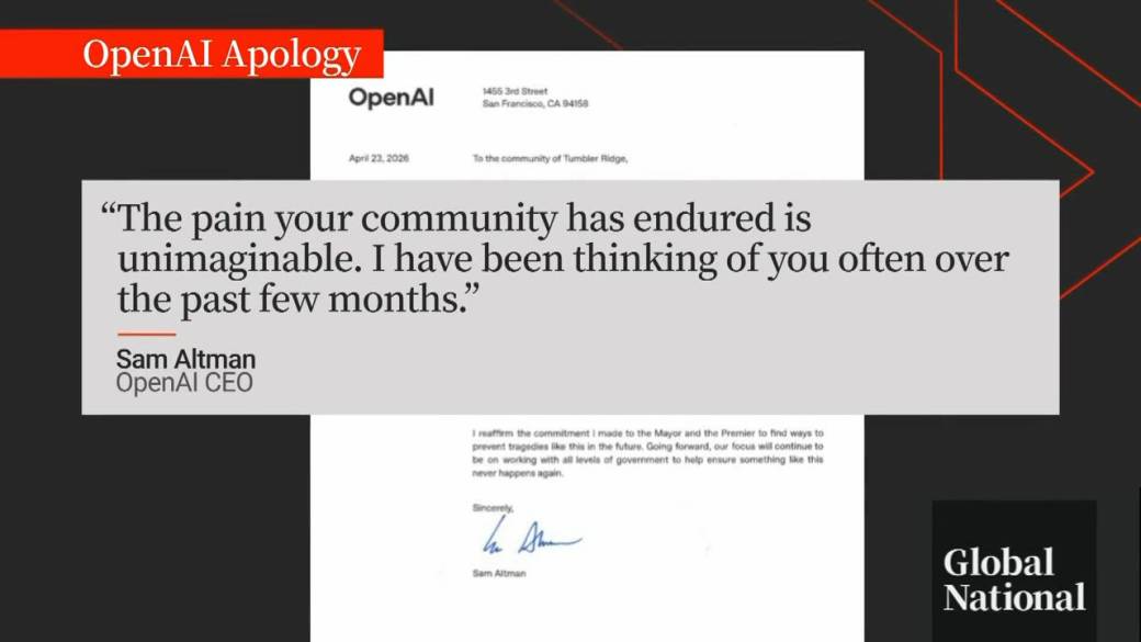 Click to play video: 'OpenAI CEO Sam Altman apologizes to Tumbler Ridge victims’ families'