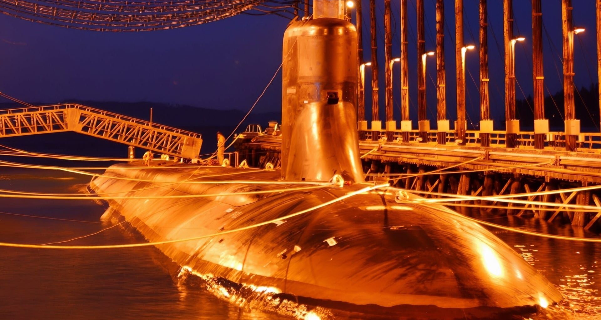 (August 16, 2006) - USS Jimmy Carter (SSN 23) sits moored in the Magnetic Silencing Facility at Naval Base Kitsap Bangor Aug 16 for her first ìdepermingî treatment. The deperming process reduces a ships electromagnetic signature as she travels through the water. U.S. Navy Photograph by MCCM(AW) Jerry McLain (Released)