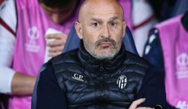 BOLOGNA, ITALY - APRIL 09: Vincenzo Italiano, Head Coach of Bologna, looks on during the UEFA Europa League 2025/26 Quarter-Final Leg One match between Bologna FC 1909 and Aston Villa FC at Stadio Renato Dall