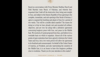 White House confirms two-week suspension of strikes on Iran | US-Israel war on Iran