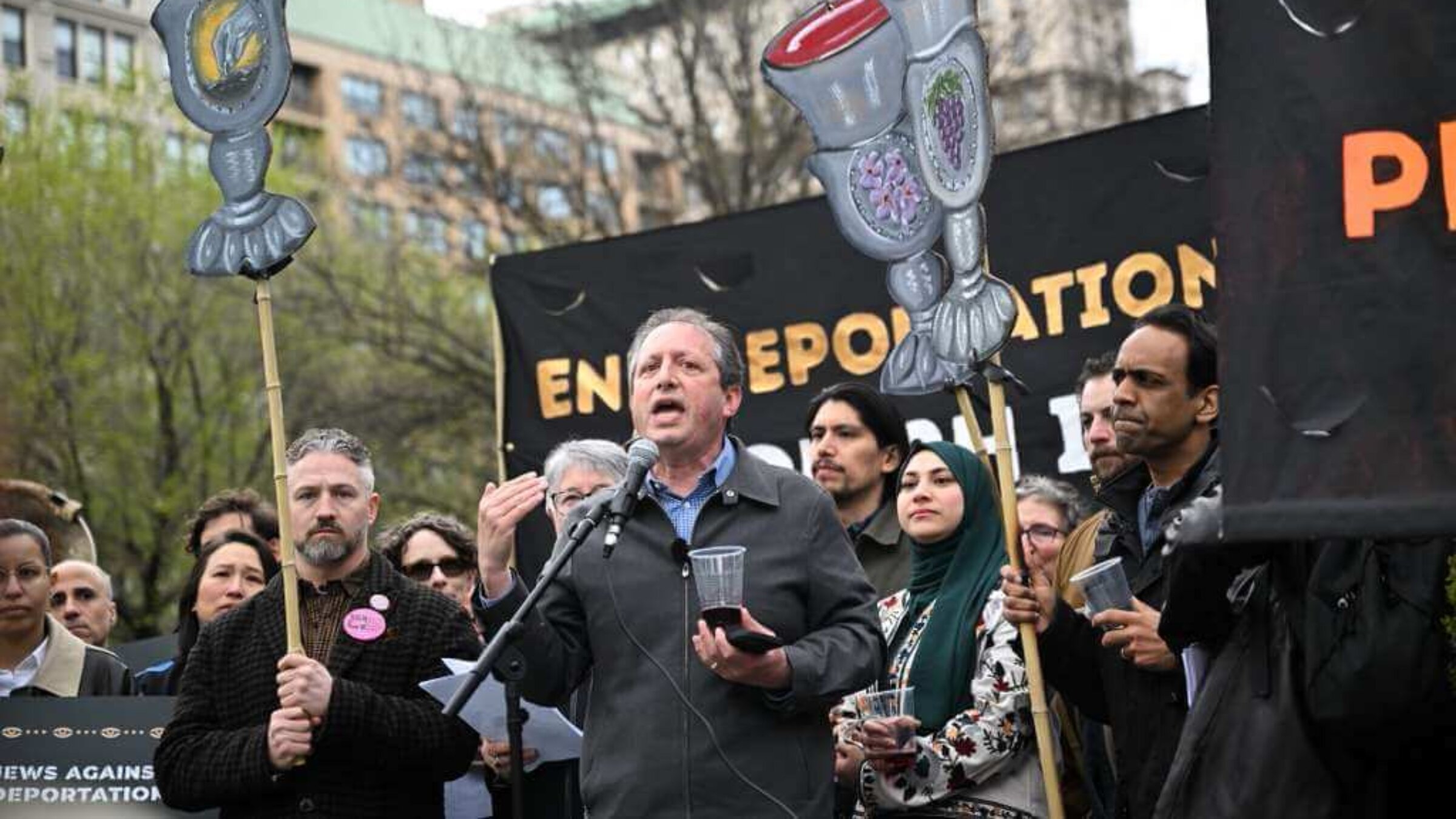 Brad Lander at a Seder in the Streets on April 06.