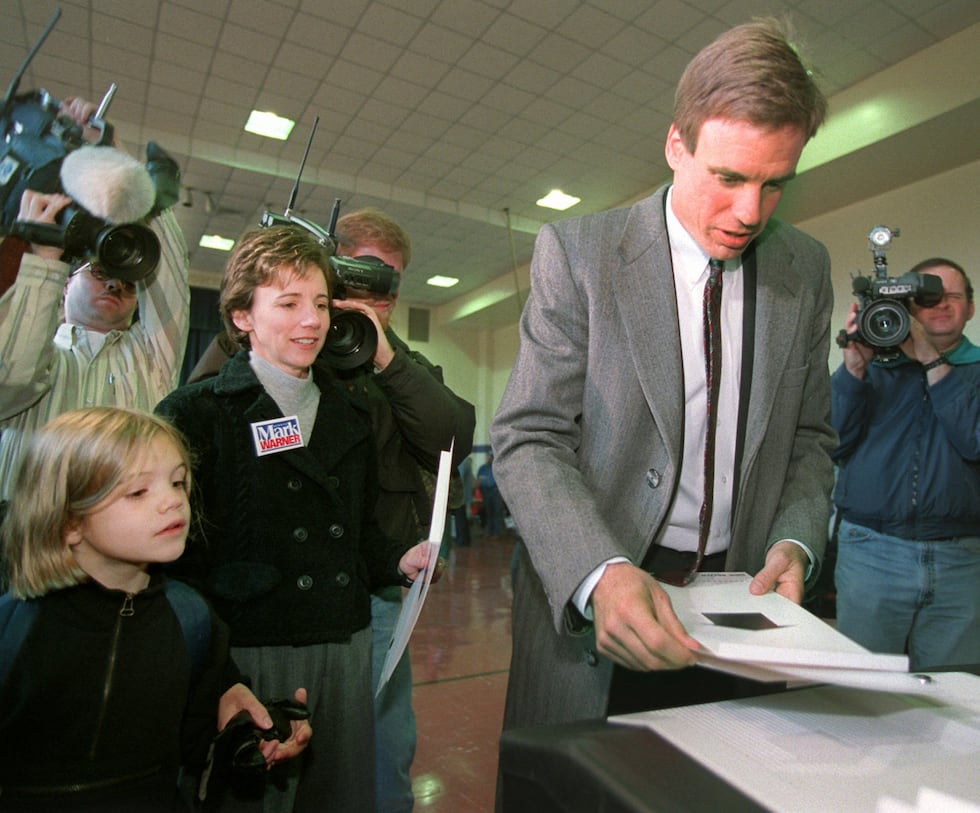 FILE: Virginia Democratic Senatorial candidate Mark Warner, accompanied by his wife Lisa...