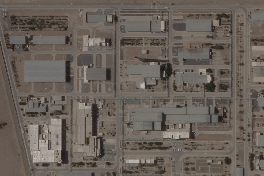 A satellite image of various buildings in Iran.