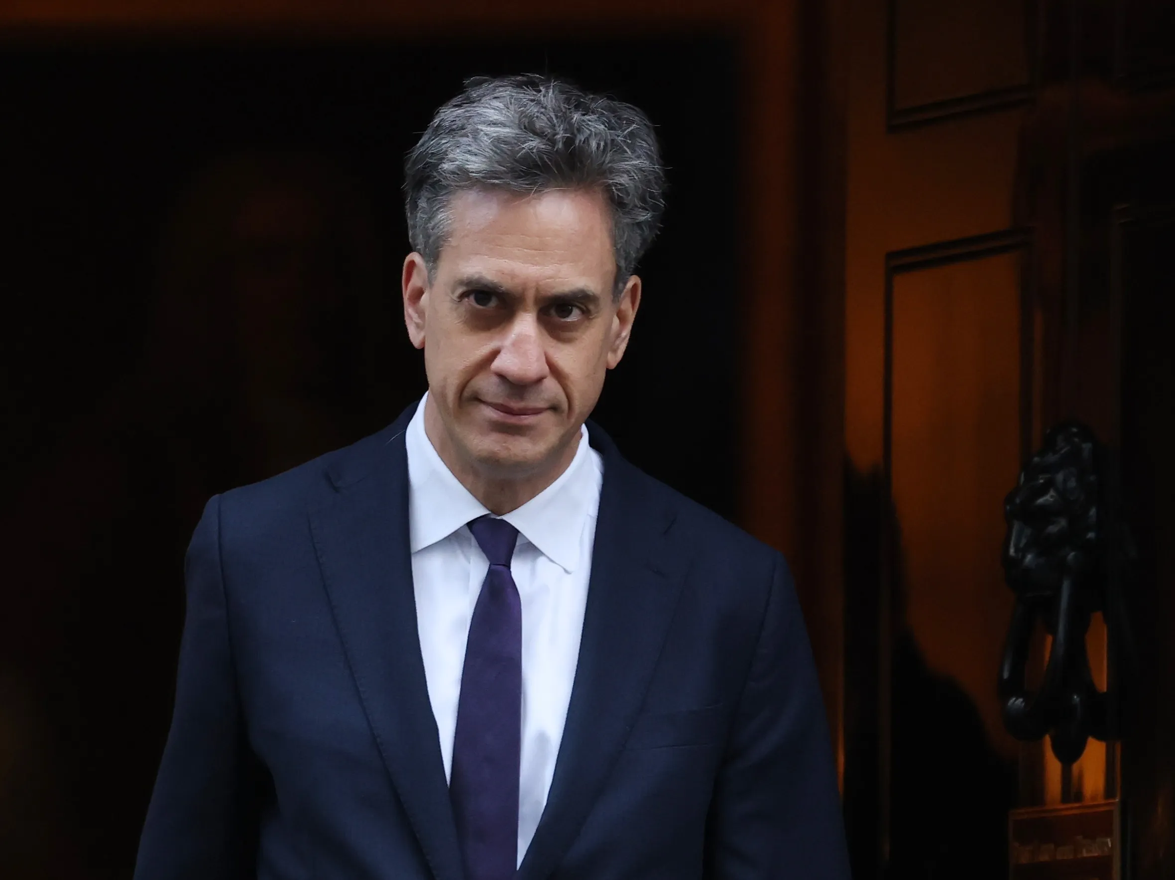 British Secretary of State for Energy Security and Net Zero Ed Miliband departs 10 Downing Street following a cabinet meeting.