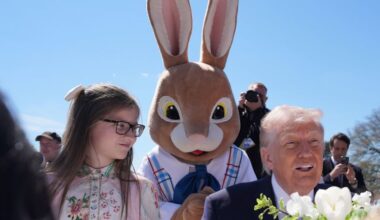 With the Easter Bunny at his side, Trump won’t stop talking about Iran