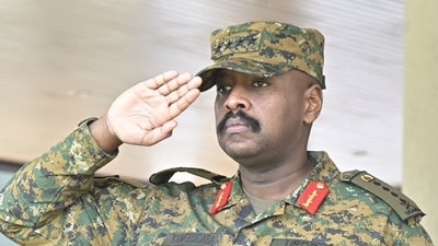 Muhoozi Kainerugaba, Uganda’s army chief, is also the son of Uganda’s President Yoweri Museveni. (@mkainerugaba/X)