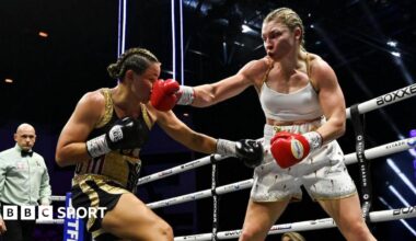 Claressa Shields and Lauren Price pose for photos after her win over Stephanie Pineiro
