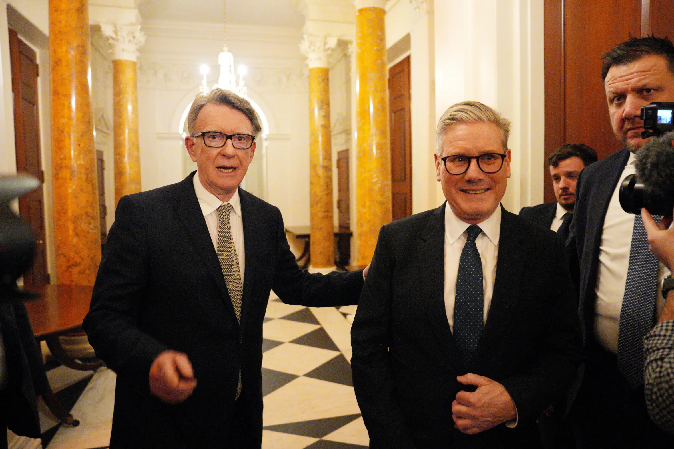 Prime Minister Sir Keir Starmer and British ambassador to the United States Peter Mandelson at a reception.
