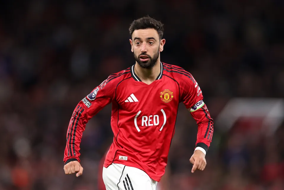 Bruno Fernandes of Manchester United looks on during the Premier League match between Manchester United and Brentford