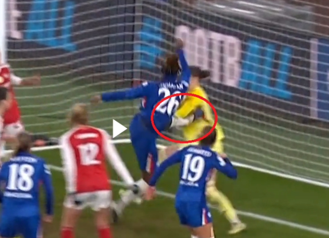 Chelsea's Buchanan goes in straight legged on Borbe's chest