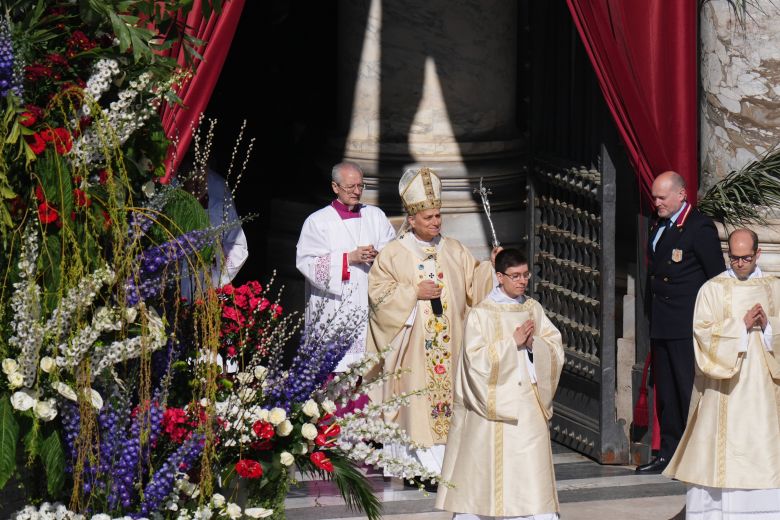 Pope Leo XIV arrives to preside over Easter Mass in St. Peter's Square at the Vatican, on Sunday.