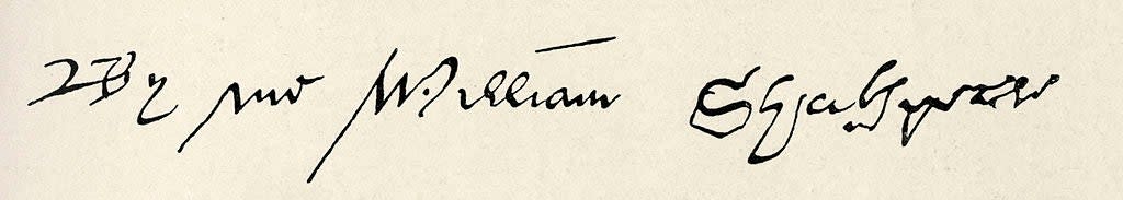 An old handwritten signature of William Shakespeare