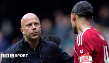 Liverpool manager Arne Slot with captain Virgil van Dijk