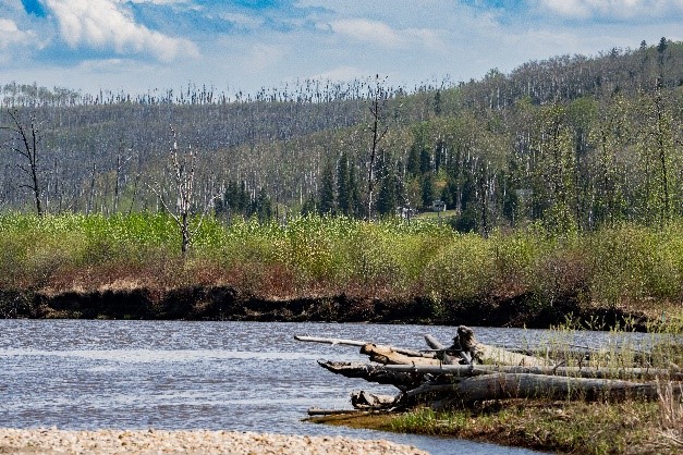 A file photo from the Regional Municipality of Wood Buffalo's website, showing the Clearwater River running through the area around Draper.