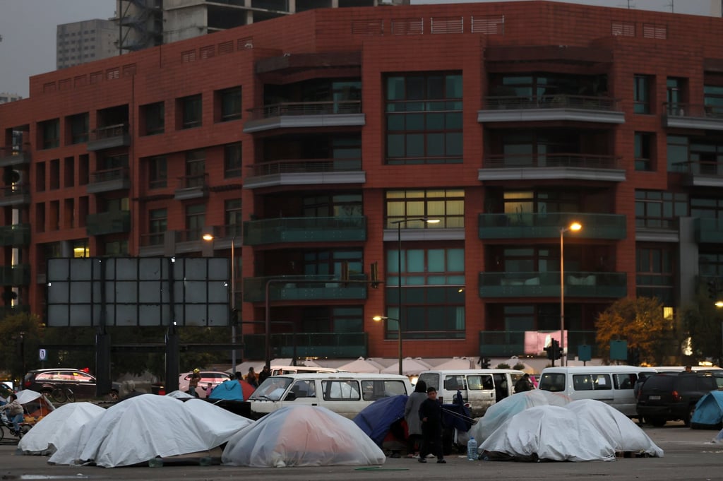 Tents of internally displaced people at a makeshift camp in Beirut, Lebanon, on Thursday. Over one million people have been displaced in the country in recent weeks. Photo: EPA