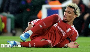 Ekitike lies on the turf in pain as concerned players from both Liverpool and Paris St-Germain tend to him