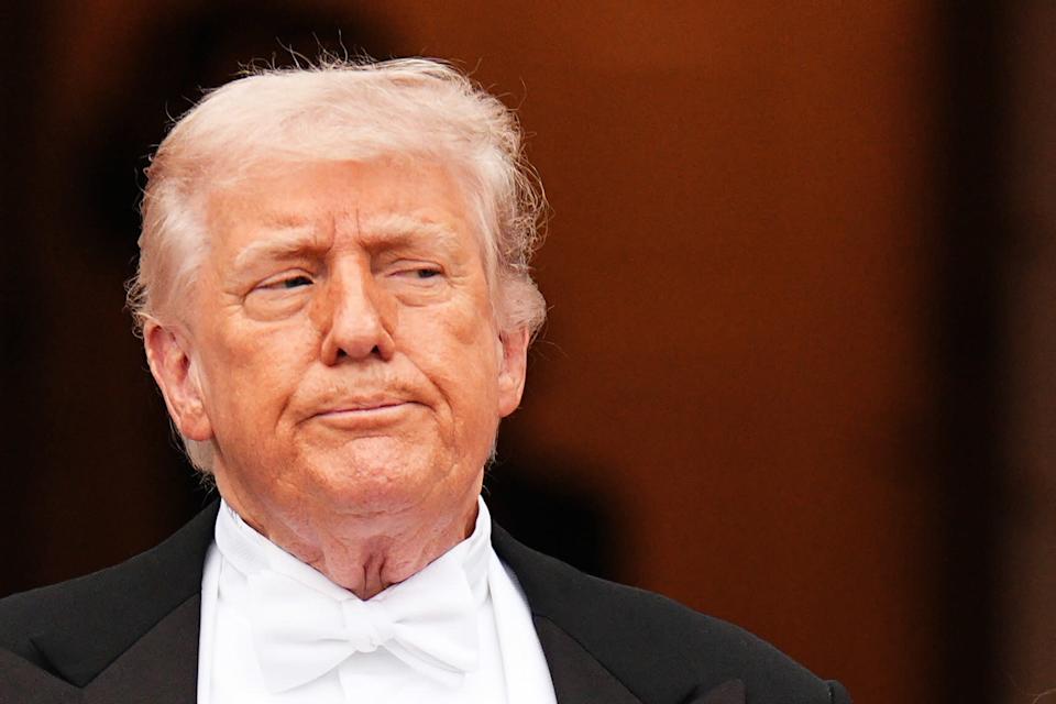 President Donald Trump arrives for the State Dinner at the White House in Washington DC, on day two of the state visit to the US. Picture date: Tuesday April 28, 2026. (Photo by Aaron Chown/PA Images via Getty Images)