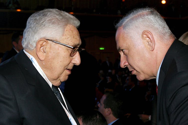 Henry Kissinger meeting with Benjamin Netanyahu in Jerusalem in 2008.