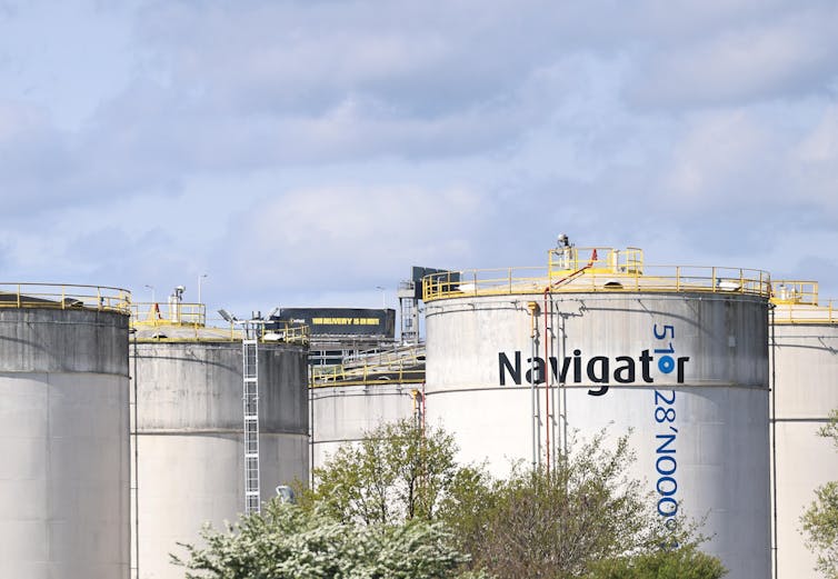 Oil and gas storage at Grays in the United Kingdom.