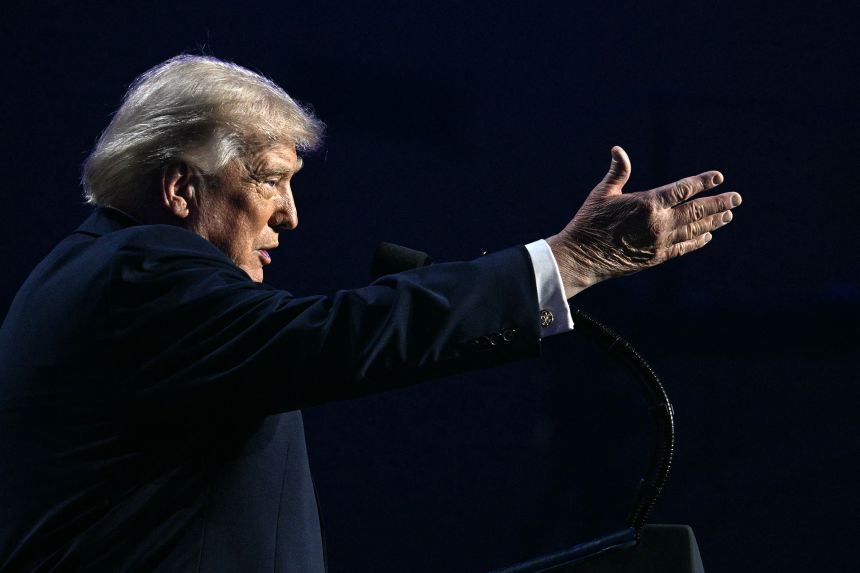 President Donald Trump addresses a Turning Point USA event entitled 