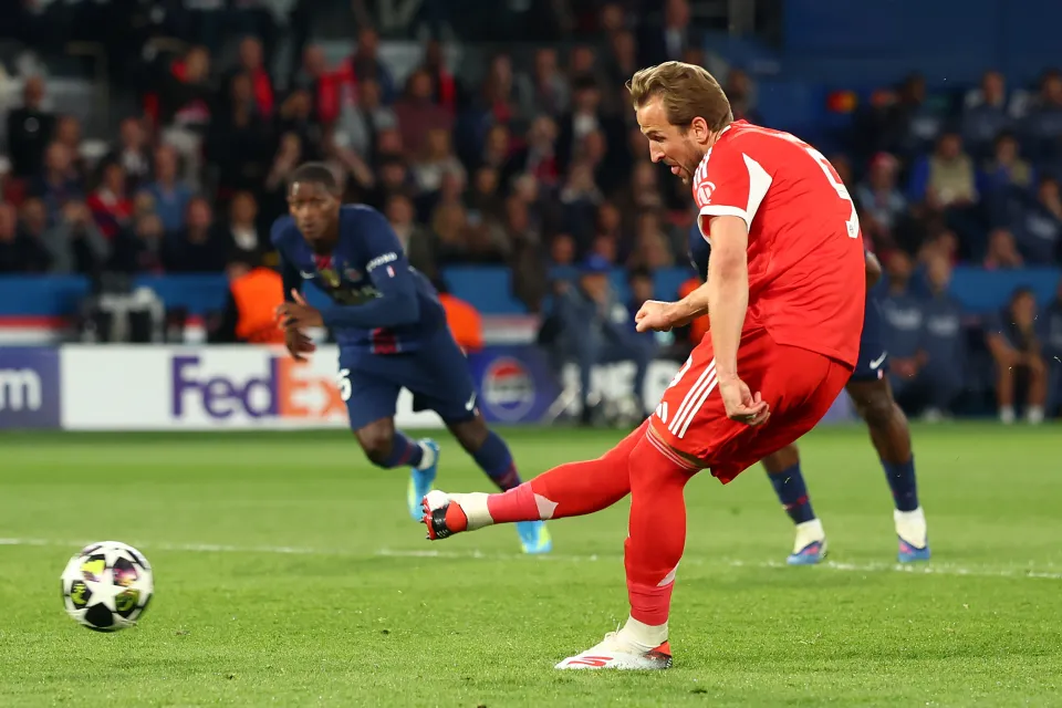 Harry Kane scores for Bayern Munich.
