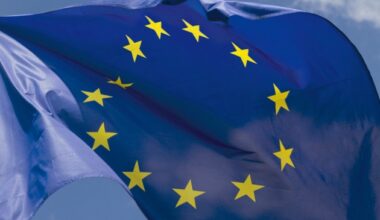 Close-up on the EU flag.