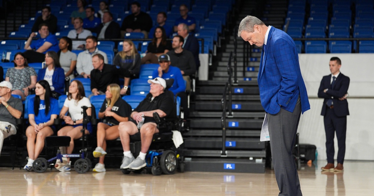 Outgoing Kentucky Athletic Director Mitch Barnhart at his retirement ceremony at the Historic Memorial Coliseum in Lexington, Kentucky. Barnhart became UK's AD in 2002. March 6, 2026. © Matt Stone/Courier Journal / USA TODAY NETWORK via Imagn Images
