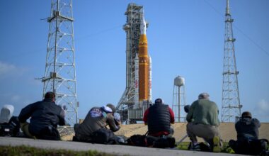 Photographers gather ahead of the planned April 2026 launch of the Artemis II mission at Kennedy Space Center, March 29th, 2026. Credit: NASA/Bill Ingalls