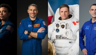 Compilation of four astronaut portraits that make up NASA's SpaceX Crew-13