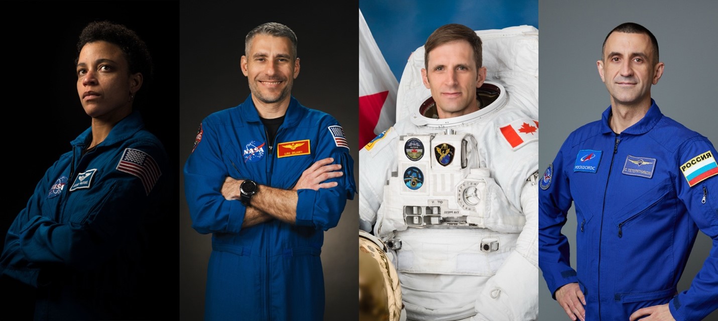 Compilation of four astronaut portraits that make up NASA's SpaceX Crew-13