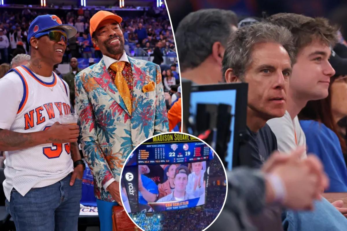 Cam Schlittler, Ben Stiller take in star-studded Knicks-Hawks Game 1