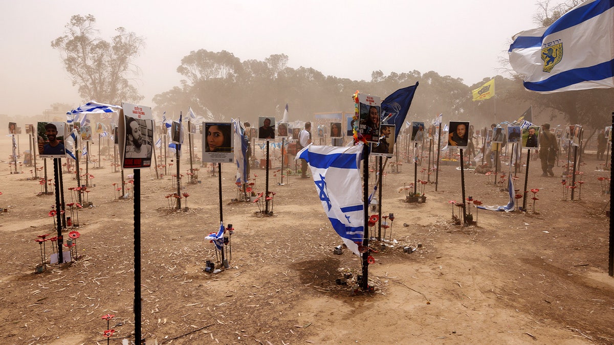 Memorials at the site of the Oct. 7 Hamas terror attack on the Supernova music festival near Kibbutz Re'im Israel