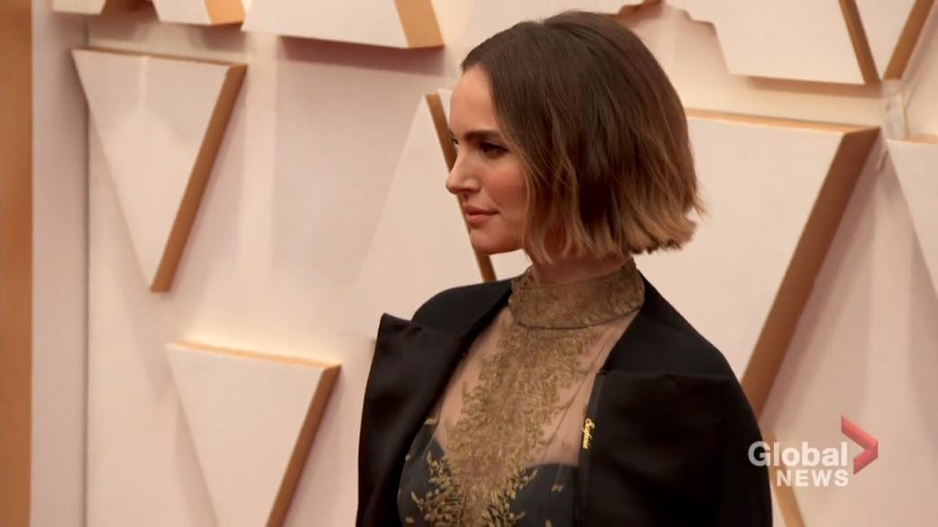 Click to play video: 'Oscars 2020: Natalie Portman wears names of snubbed women directors on red carpet'