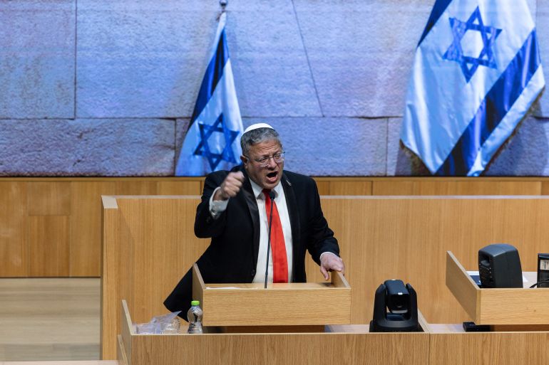 Israel's far-right National Security Minister Itamar Ben-Gvir speaks during a session as Israel's parliament passes a law on Monday making the death penalty a default sentence for Palestinians convicted in military courts of deadly attacks, at the Knesset, Israel’s parliament in Jerusalem March 30, 2026 REUTERS/Oren Ben Hakoon ISRAEL OUT. NO COMMERCIAL OR EDITORIAL SALES IN ISRAEL