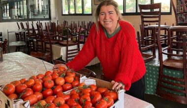 Ora Hatan, one of the honorary torchlighters at the state’s annual Independence Day ceremony on Mount Herzl in Jerusalem on April 21, 2026, stands in her new restaurant in her house in Shtula on April 13, 2026. (Diana Bletter/Times of Israel)