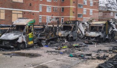 Destroyed ambulances after being targeted in the early hours of 23 March. Pic: Cover Images/AP