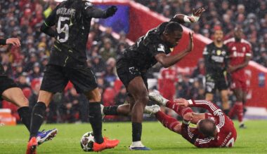 Liverpool were initially awarded a penalty for Pacho's challenge on Mac Allister