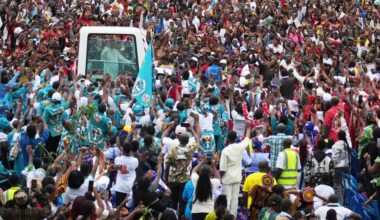 Pope Leo XIV celebrating a big Mass in Cameroon